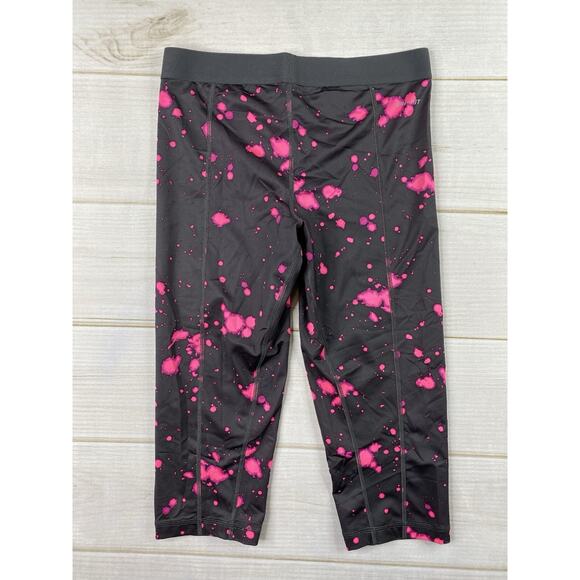 Nike Women's Pro Leggings Sz M Black Pink Splatter Dri-Fit Crop Athletic Workout - Picture 9 of 11